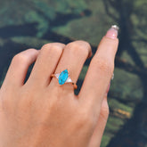 Marquise Cut Three Stone Turquoise Engagement Ring Anniversary Gift for Women